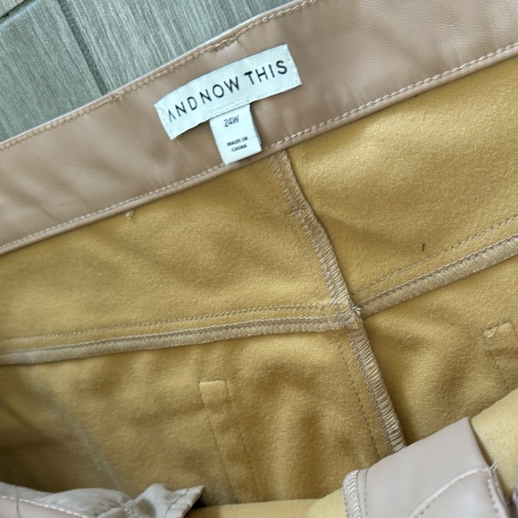 And now this|Tan faux leather Straight Leg Pants with Relaxed Fit,plus size 24W• - Picture 8 of 12